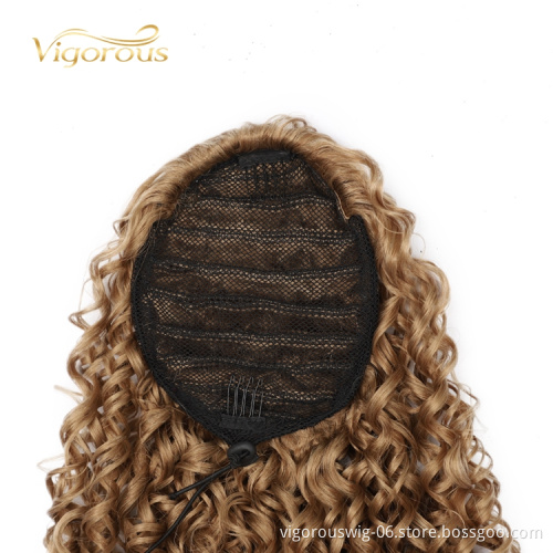 Easy Wear New Fashion Lowest Cheap Price For Women Natural Textured Afro Fiber Drawstring Curly Ponytail